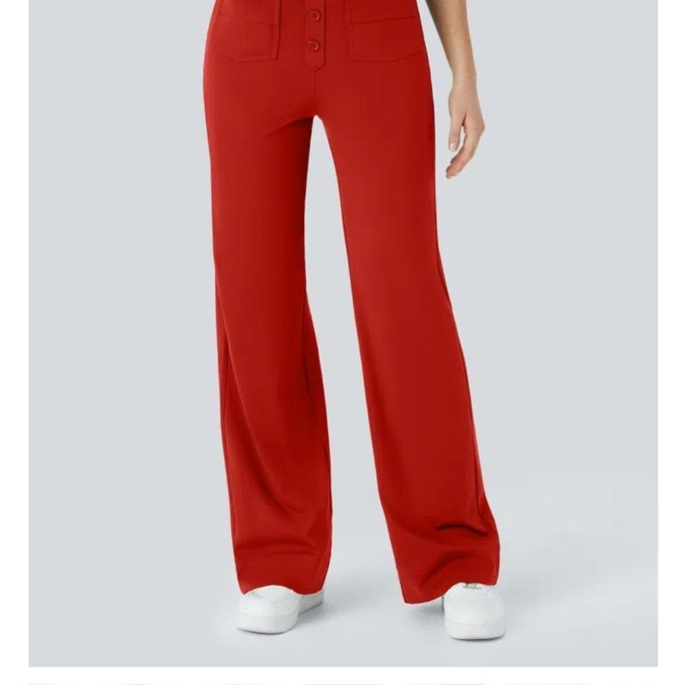 HALARA Wide Leg High-Rise Pants in Red